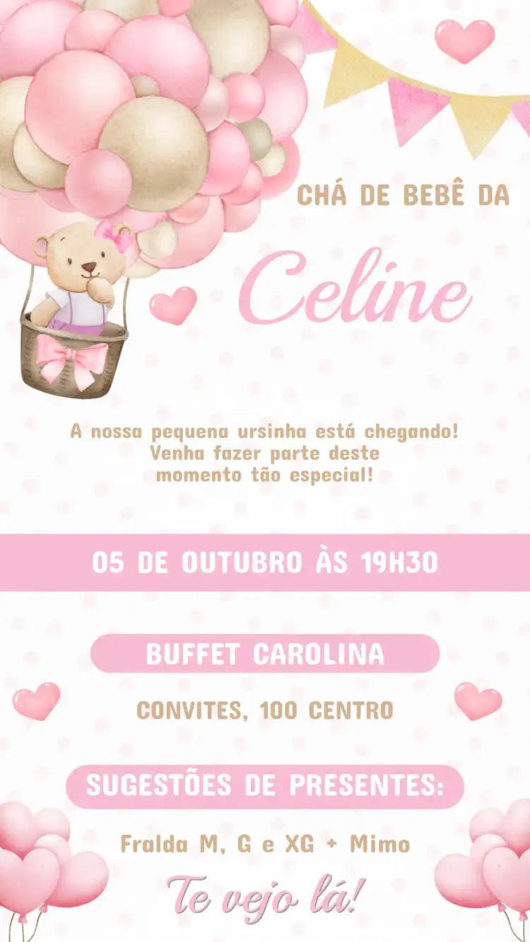 Convite Chá de Bebê Menina