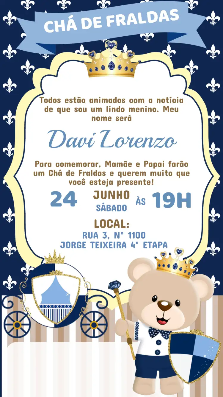 Convite Chá de Fraldas