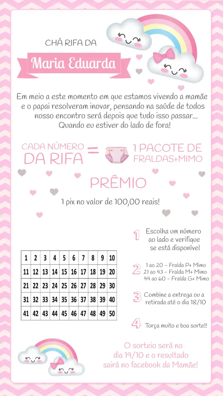 Convite Chá Rifa Chuva De Amor Cha