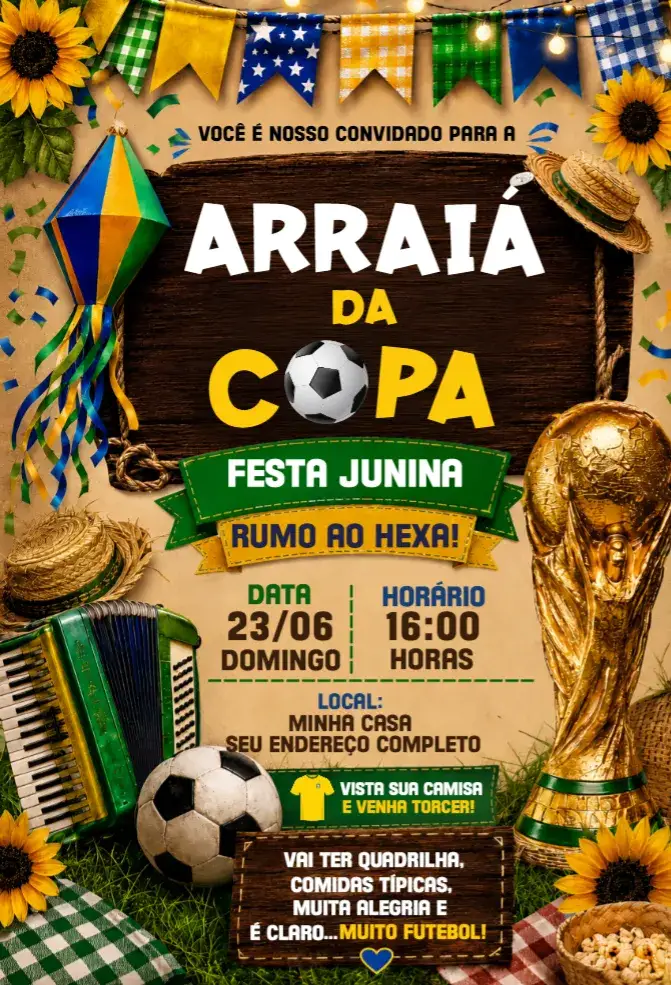 Invitation World Cup June Party Invitation – Birthday theme colorful, soccer, June-themed, fun-filled, festive