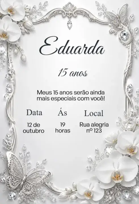 Convite Convite de aniversário 15 anos classico – tema 15 anos clássico, elegante, dourado, romântico, minimalista