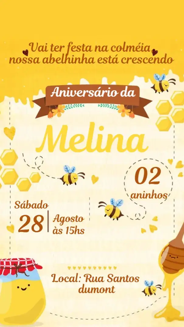 convite de aniversário Abelhinha