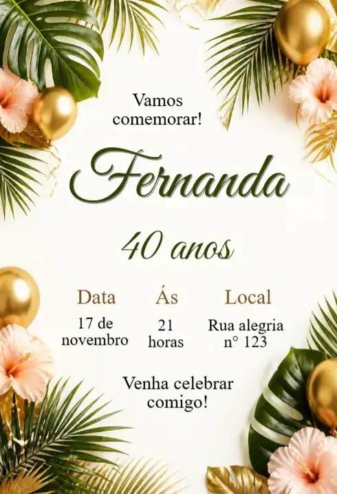 Convite de aniversário adulto para editar