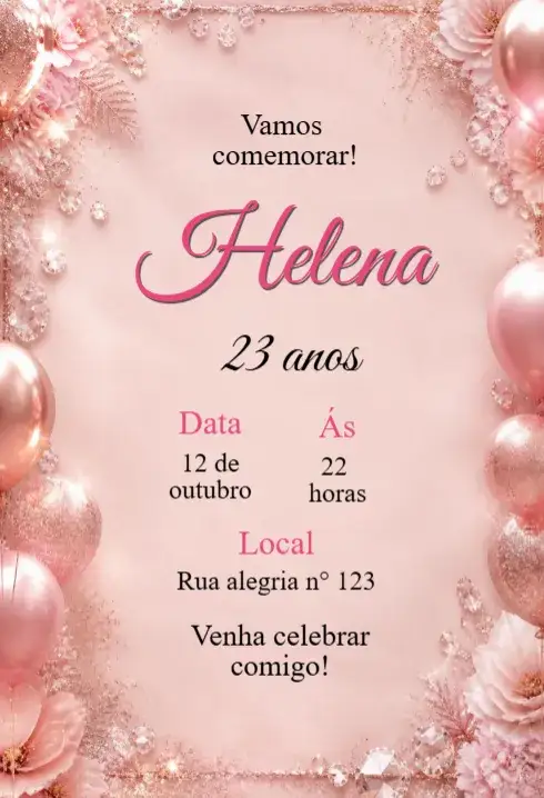 Convite Convite de aniversário adulto rosa – tema Aniversário rosa, elegante, moderno, sutil, celebração