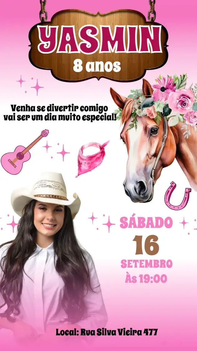 Convite de Aniversário Ana Castela Boiadeira