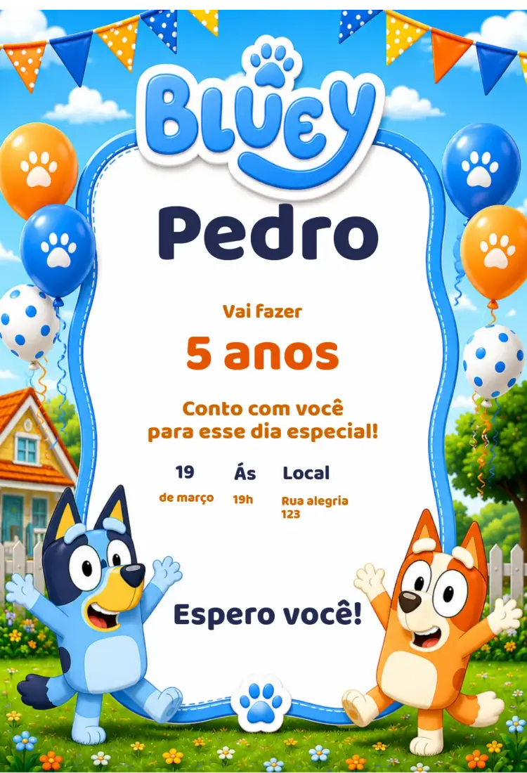Invitación de Cumpleaños Bluey