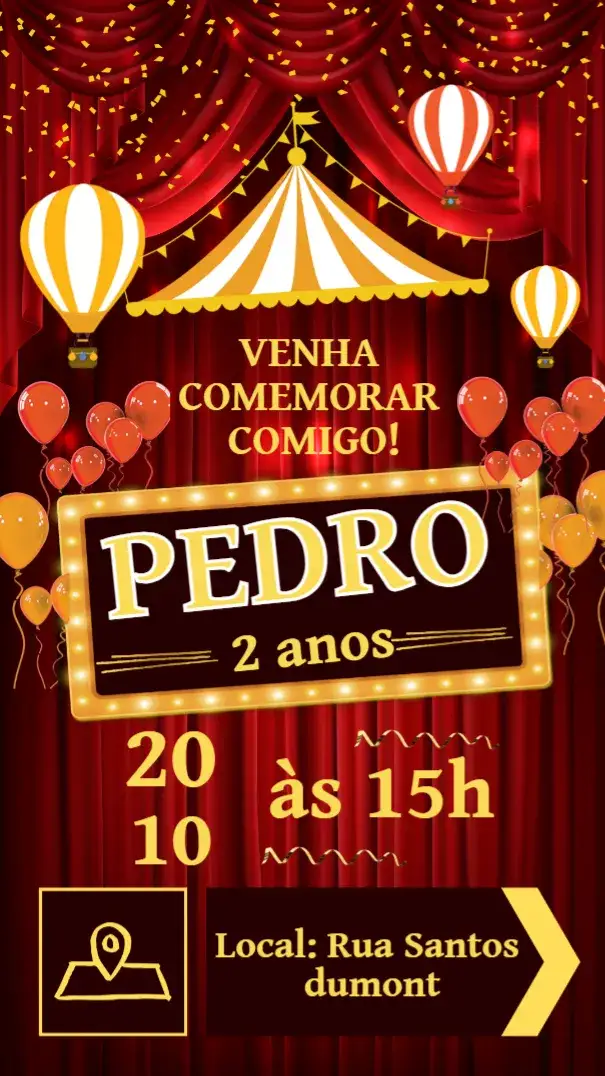 Invitation Convite de Aniversário Circo – Cartão theme colorido, divertido, temático, vintage, brincalhão