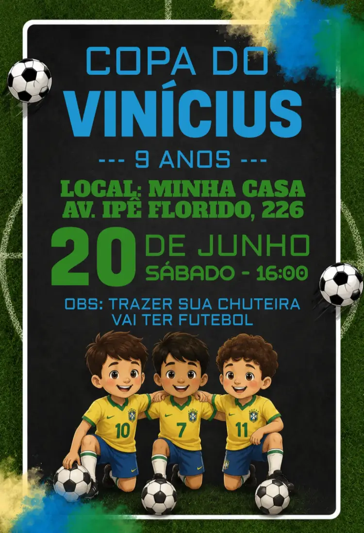 Invitación Invitación de cumpleaños editable de la Copa Mundial de la FIFA editable y personalizable