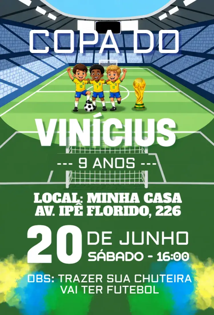 Invite Editable FIFA World Cup Birthday Invitation editable and customizable