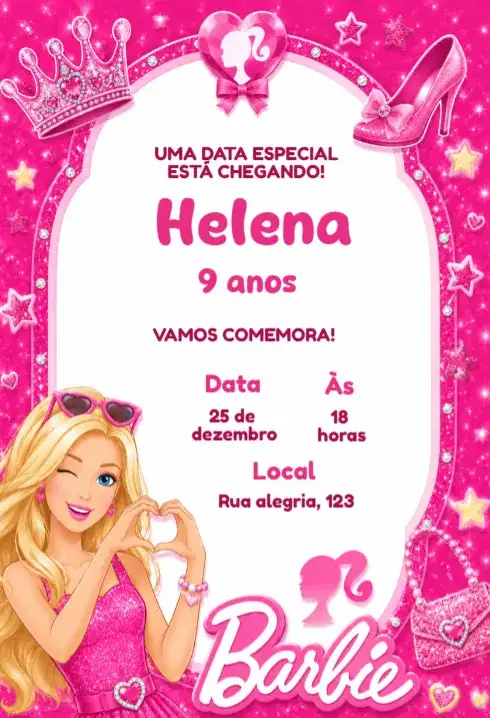 Editable Barbie birthday invitation