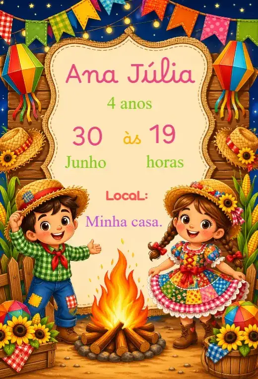 Invitación de cumpleaños Fiesta Junina
