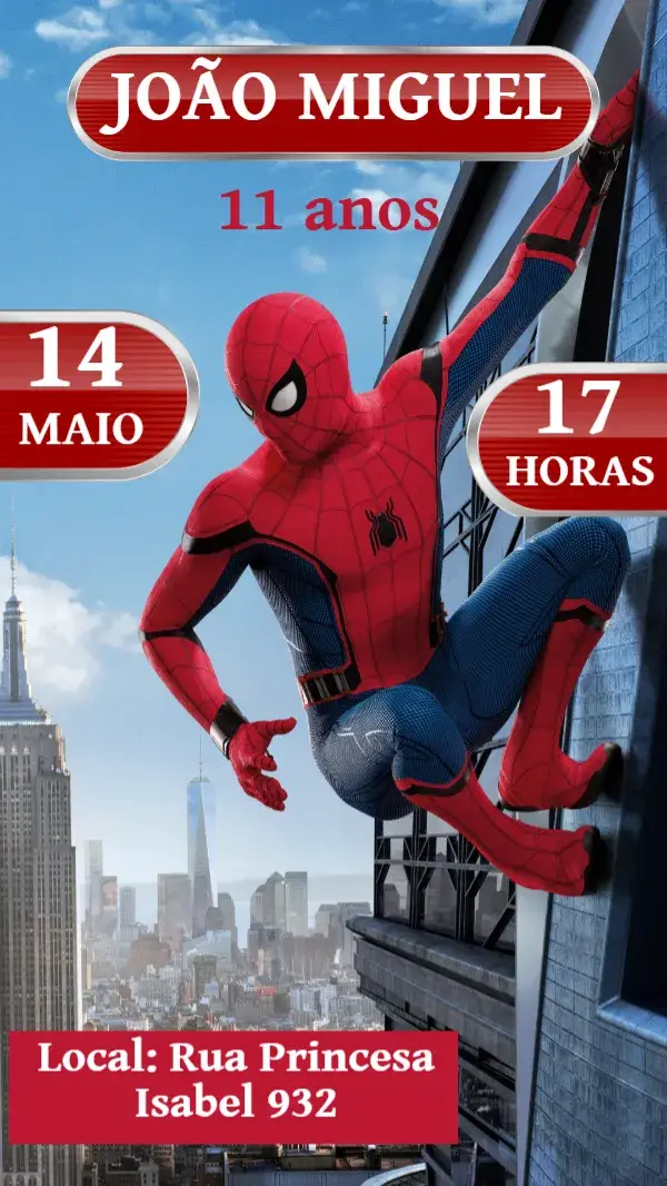 Convite de Aniversário Homem-Aranha