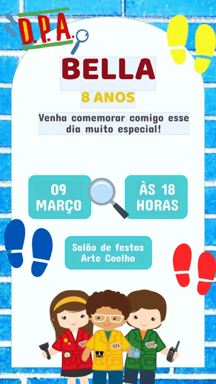 Convite Convite de Aniversário Infantil DPA – tema Aniversário Infantil colorido, lúdico, divertido, moderno, infantil