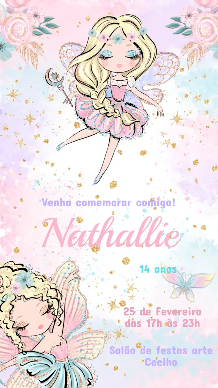Convite de Aniversário Infantil FADAS