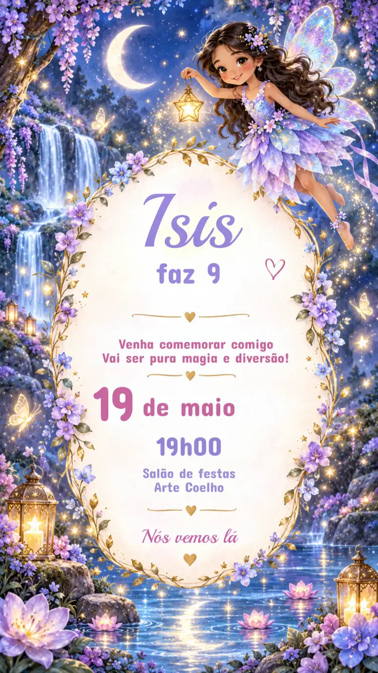 Convite de Aniversário Infantil FADAS