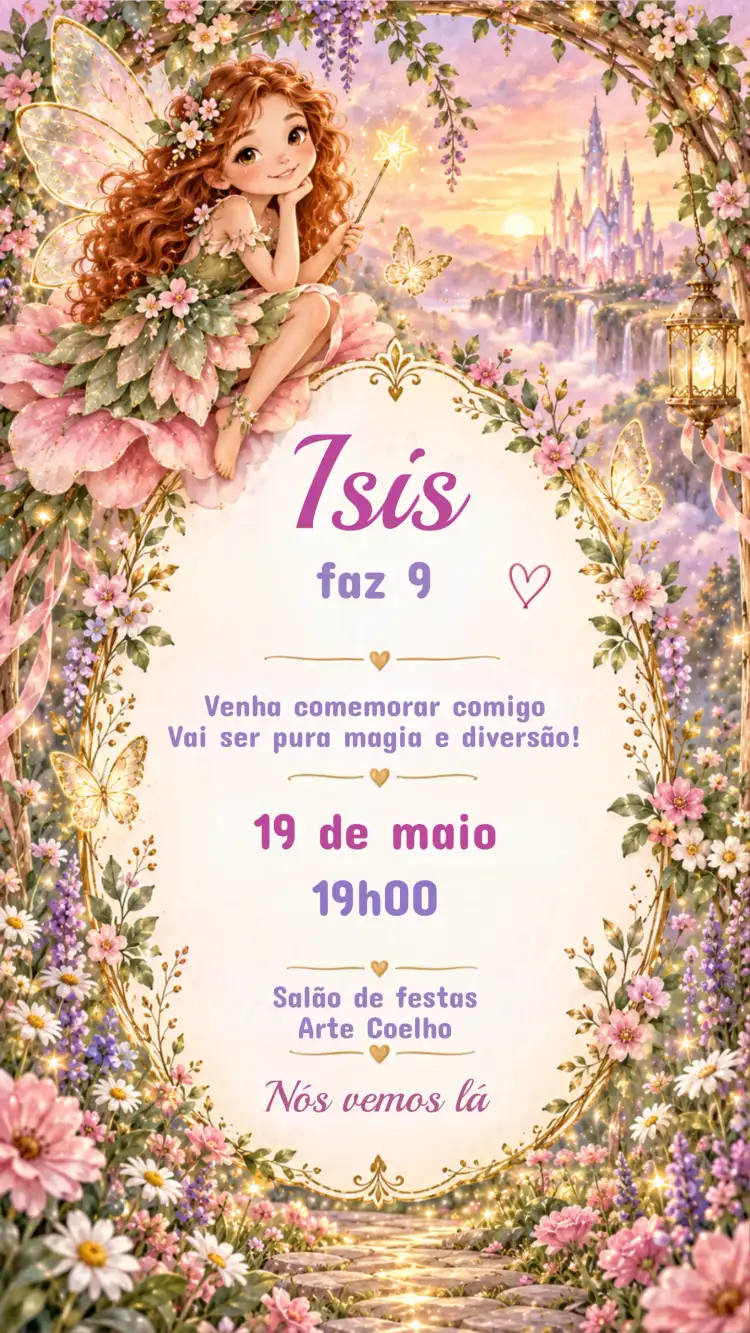 Convite de Aniversário Infantil FADAS