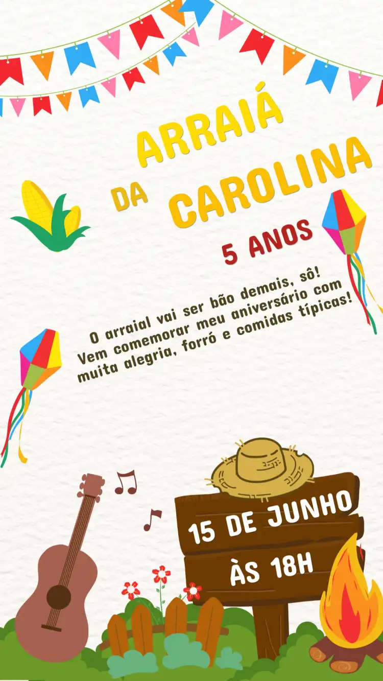 Convite de Aniversário Infantil Festa Junina