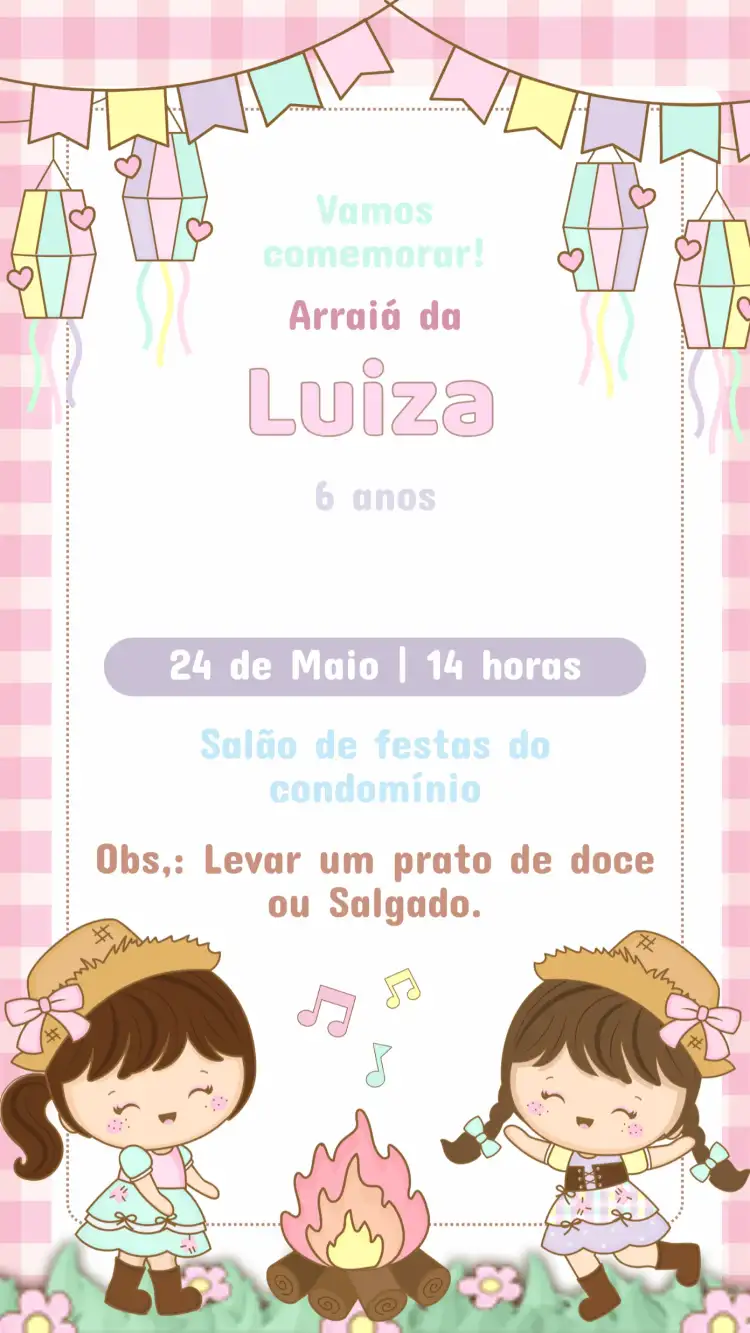 Convite de Aniversário Infantil Festa Junina
