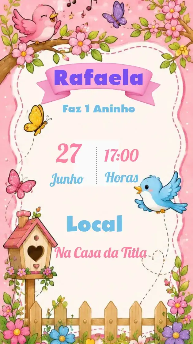 Convite de Aniversário Infantil Jardim Encantado