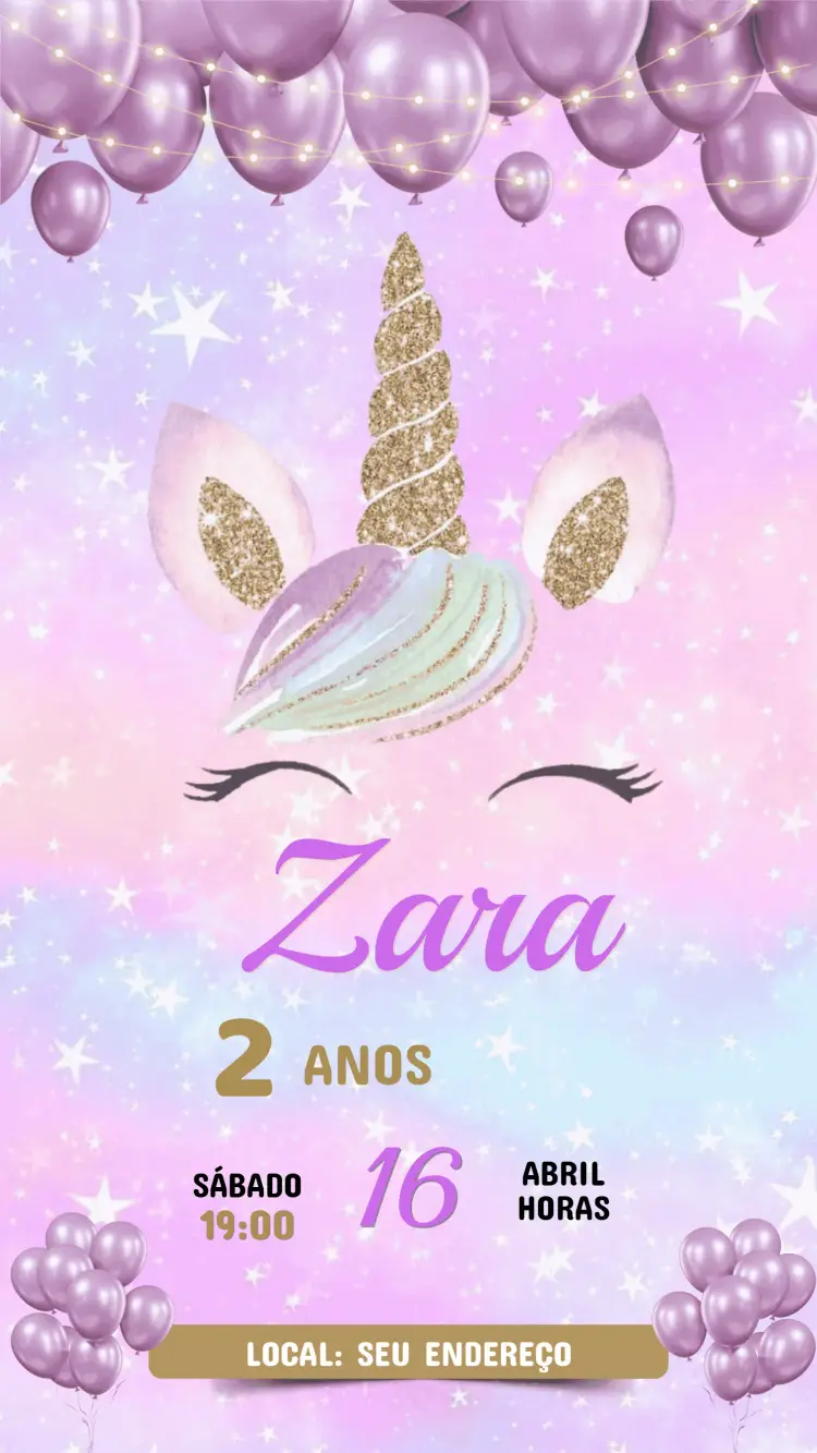 Unicorn Kids Birthday Invitation