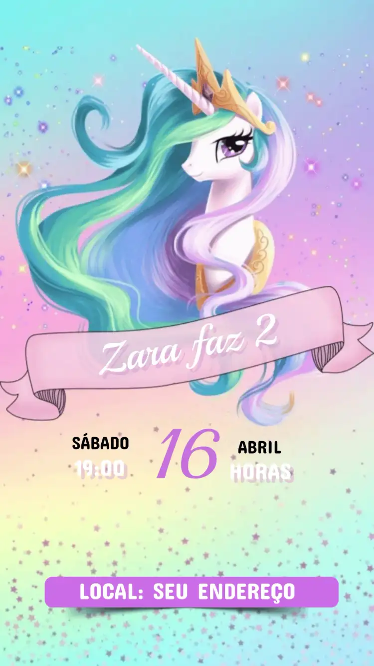 Convite de Aniversário Infantil Unicórnio