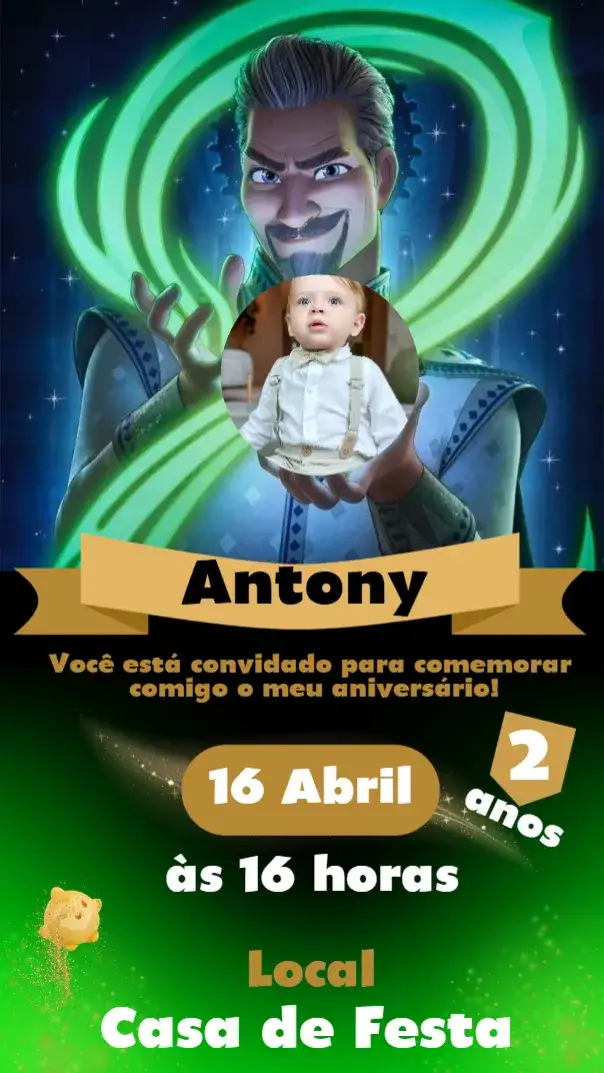 Convite Convite de aniversário infantil - WISH com foto – tema Aniversário Infantil colorido, divertido, moderno, infantil, alegre, temático