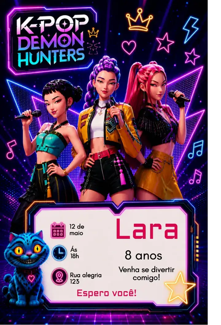 K-Pop Demon Hunters Birthday Invitation