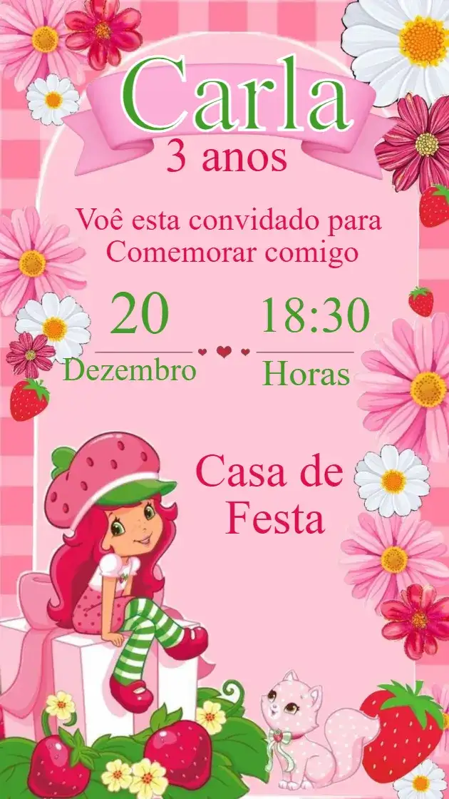 Strawberry Shortcake birthday invitation