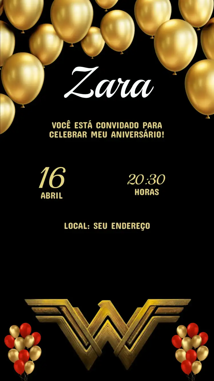 Convite de Aniversário Mulher Maravilha