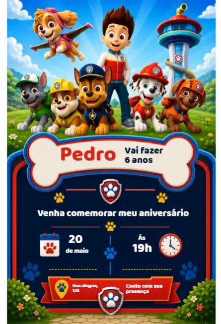Paw Patrol Birthday Invitation