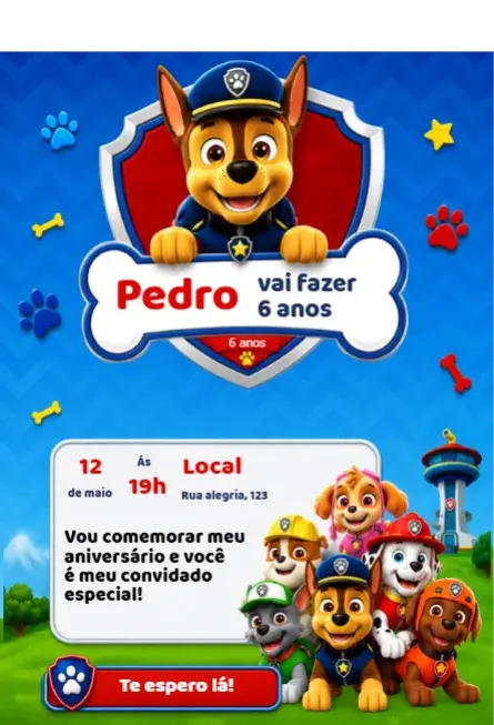 Paw Patrol Chase Birthday Invitation