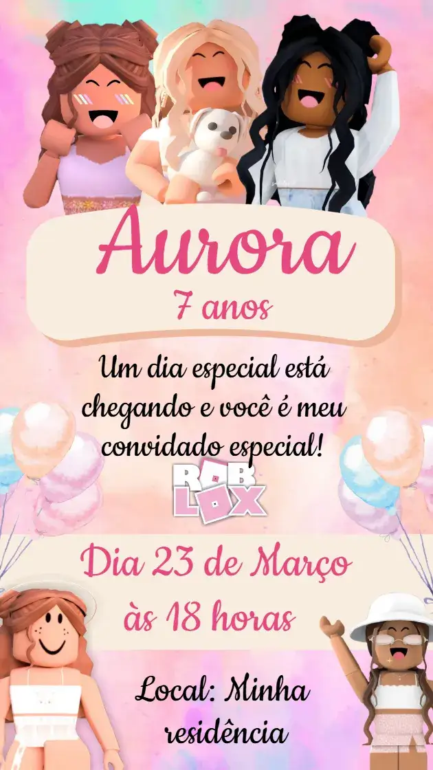 Convite Convite de Aniversário Roblox – tema Aniversário Infantil colorido, moderno, divertido, jogos, infantil