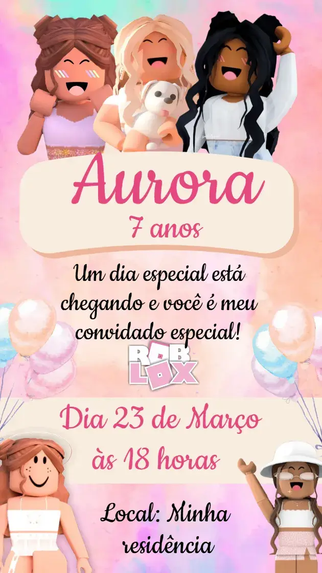 Convite de Aniversário Roblox
