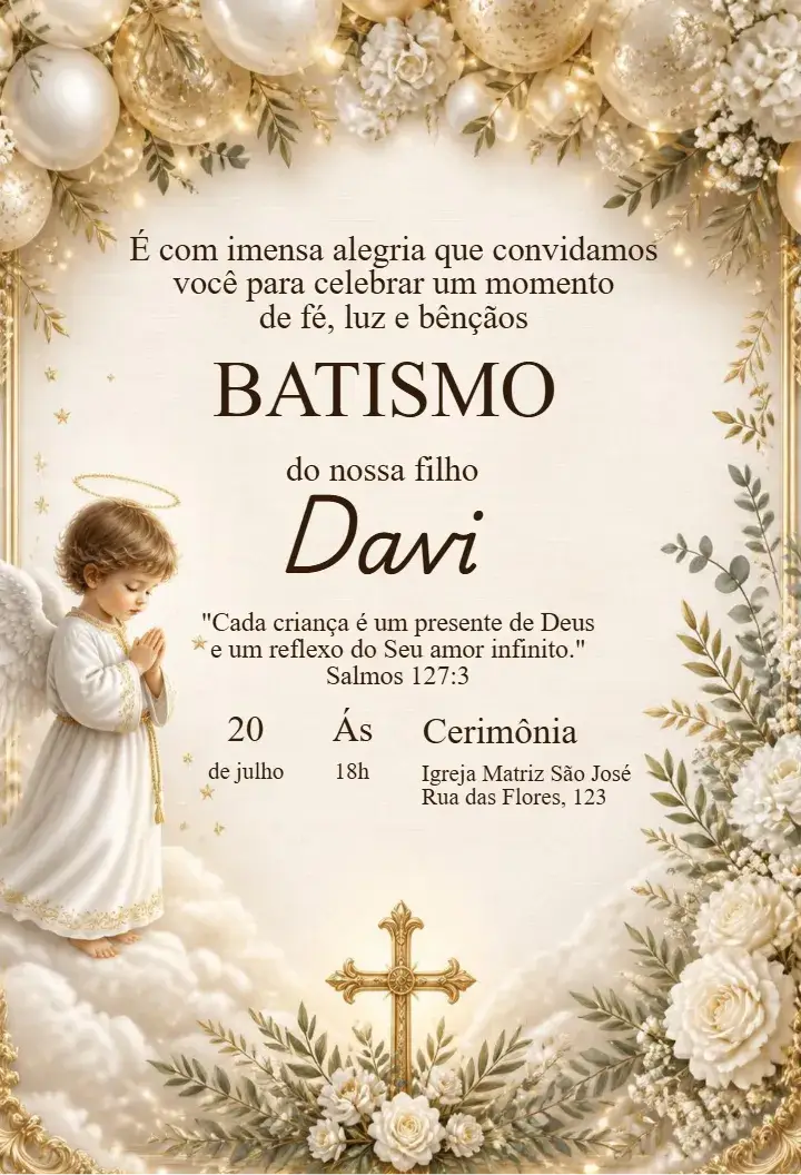 Invitación de Bautismo con Angelito