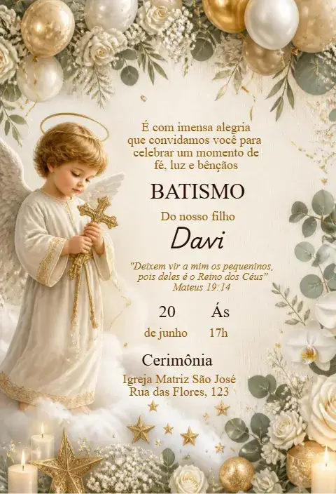 Invitación de Bautizo con Ángel