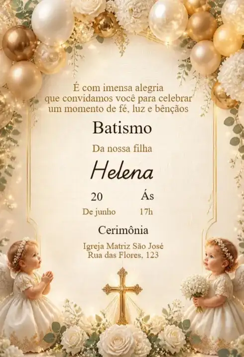 Baptism Invitation with Two Little Angels