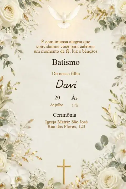 Invitation to Baptism with Holy Spirit and White Flowers