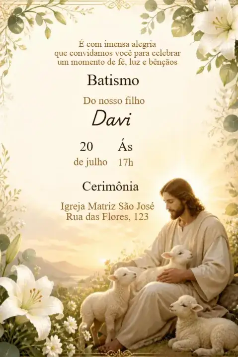 Baptism Invitation with Jesus and Lambs