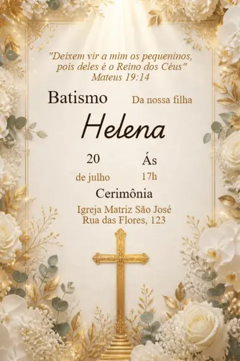 Invitation Baptism Invitation with Bible Verse – Kids' Birthday Party theme golden, elegant, religious, minimalist, childish, modern