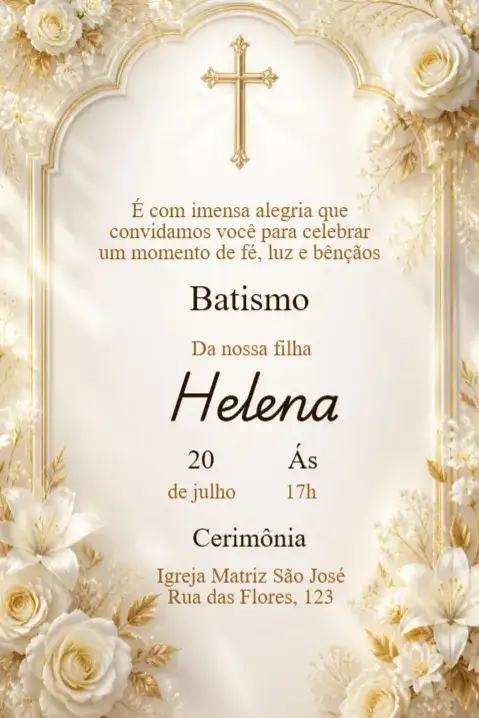 Golden Cross Baptism Invitation