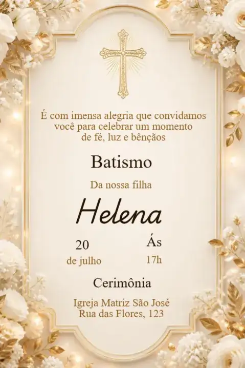 Floral Baptism Invitation