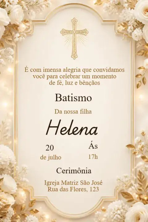 Invitation Floral Baptism Invitation – Kids' Birthday Party theme floral, delicate, pastel, romantic, childlike, colorful