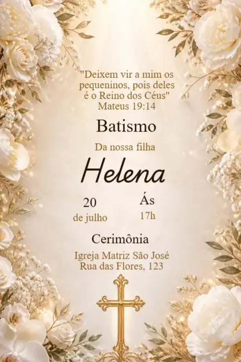 Baptism Invitation Flowers and Bible Verse
