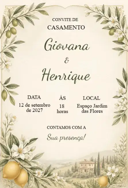 Convite Convite de Casamento Clássico – tema Casamento clássico, floral, elegante, minimalista, branco, romântico