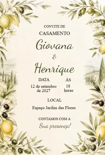 Convite Convite de Casamento Clássico – tema Casamento clássico, floral, minimalista, branco, elegante