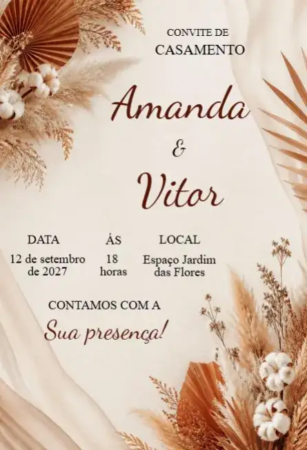 Convite de casamento clássico editável