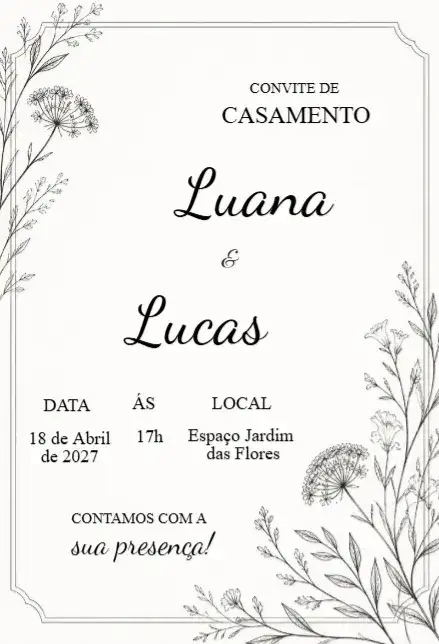 Convite de Casamento clássico editável