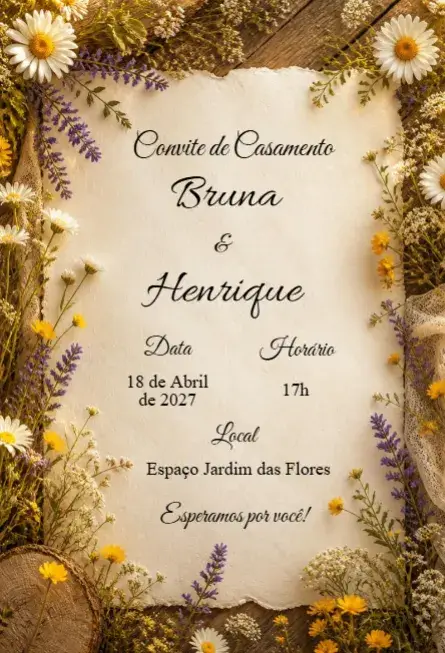 Wedding Invitation with Flowers
