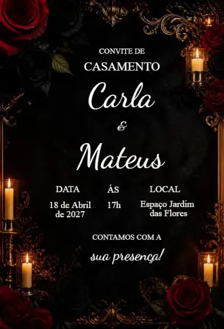 Invitation Wedding invitation with red roses – Wedding theme floral, romantic, elegant, classic, minimalist