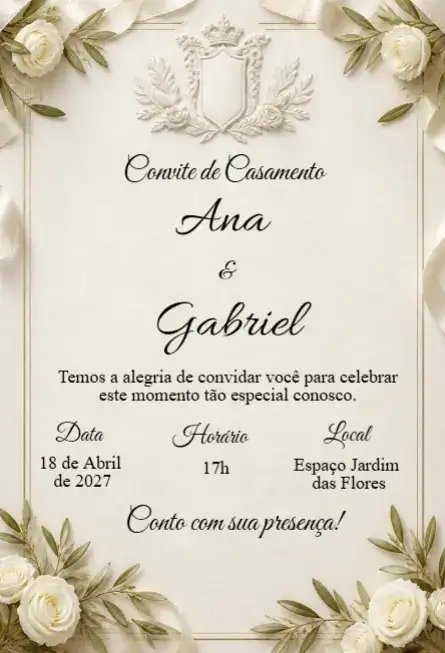 Convite de Casamento Digital Elegante